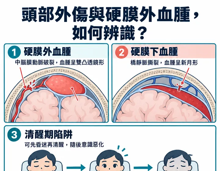 頭部外傷與硬膜外血腫圖解預覽