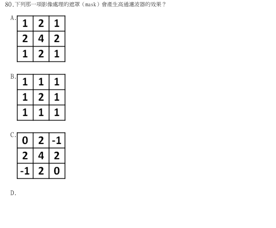 第80題原題與選項標籤，第17頁